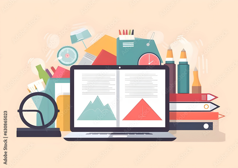 Online lessons, e-learning on the laptop from home Online lessons, e-learning on the laptop from home