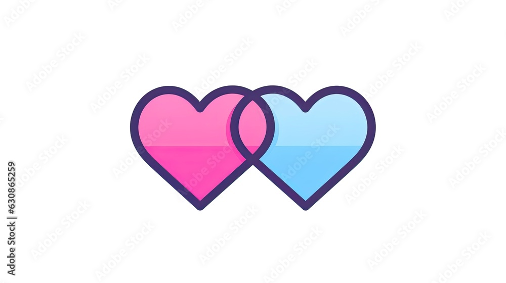 Double Hearts Icon - Save and Add to Favorites Love Symbol in Filled, Thin Line, Outline and Stroke Style for Apps and Websites: Generative AI