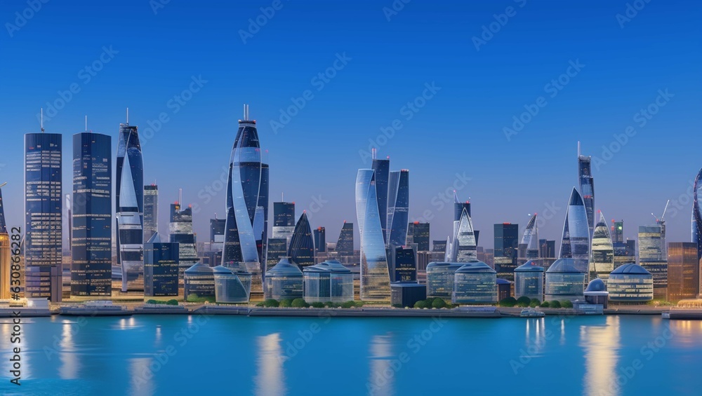 Modern city with skyscrapers