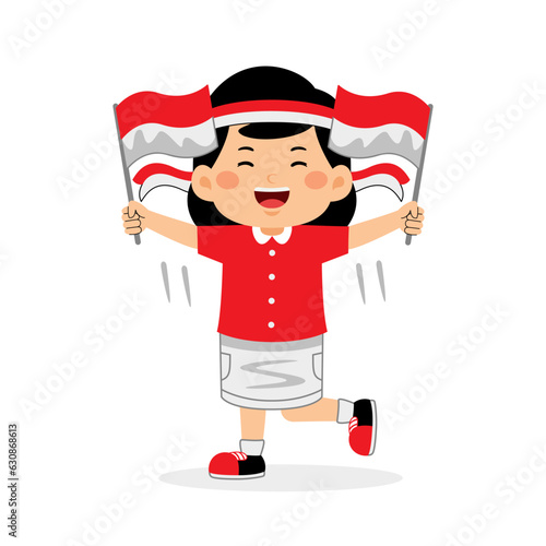 Girl Kids celebrate Indonesia Independence Day