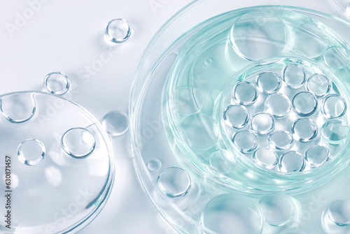 Chemical laboratory research. Abstract cosmetic laboratory. Glass model of molecules.