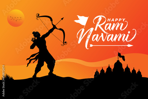 Happy ram navami indian hindu festival social media post design.