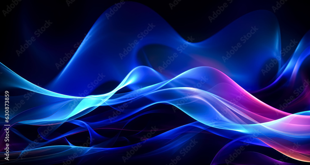 Neon abstract colored light lines moving along a dark background, light sky-blue and orange smooth and curved lines, technological fusion, vibrant colors. Neon abstract colored light lines moving along a dark background, light sky-blue and orange smooth and curved lines, technological fusion, vibrant colors.