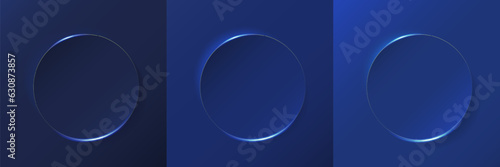 Dark blue paper cut background. Abstract realistic layered circle papercut decoration illustration for presentation, banner, cover, web, flyer, card, poster, wallpaper, texture, slide, social media