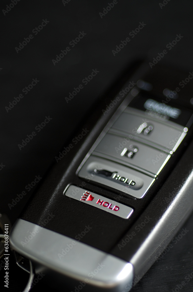 Macro Image of Modern Car Key Fod Alarm Button