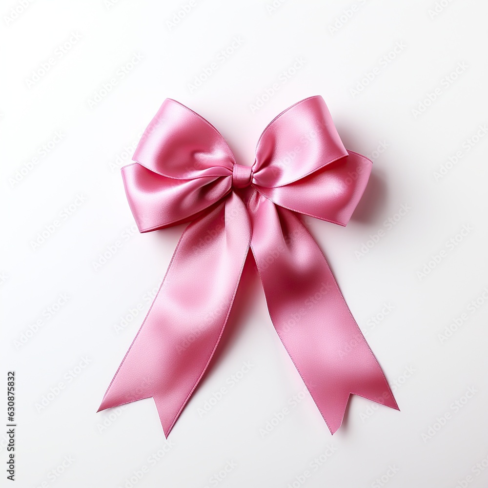 Fototapeta premium Pink ribbon cancer symbol over white background,