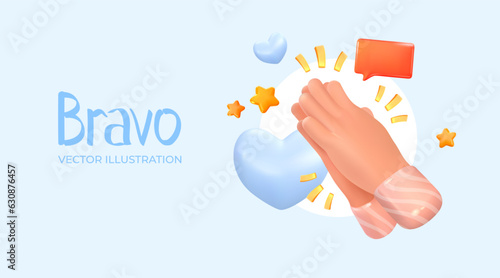 Applause. Hands applauding. In 3d style. Vector illustration