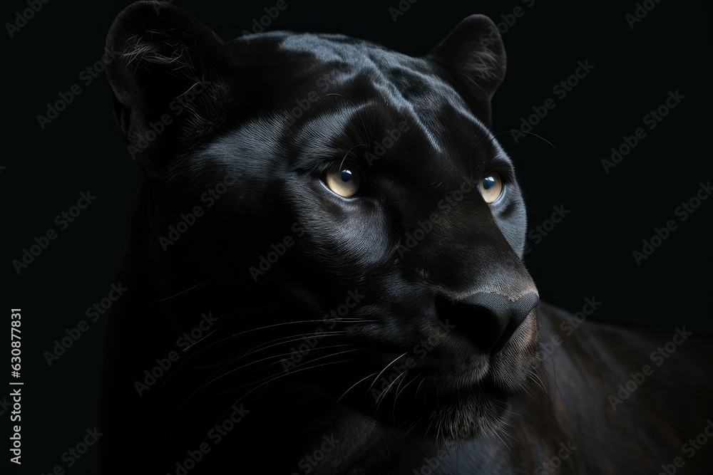 Front view of Panther on dark background, AI generated