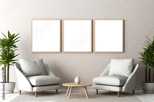 Serene Frame in Modern Setting Picture Frame Mockup, generative, ai