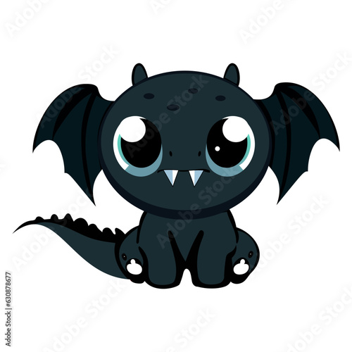 dragon toothless, black vector illustration kawaii