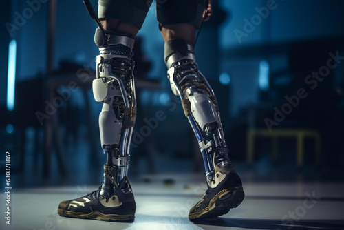 Bionic prosthetic leg. Cybernetic technologies in prosthetics. Leg prosthesis.