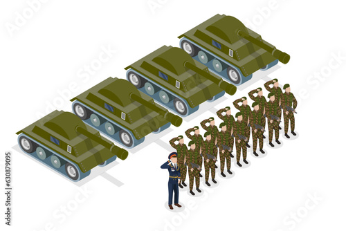 3D Isometric Flat Vector Conceptual Illustration of Military Regime , Form of Government