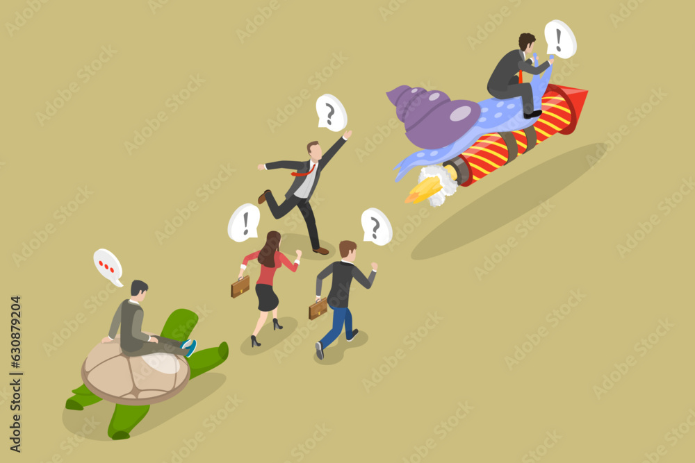 3D Isometric Flat Vector Conceptual Illustration of Leadership Competition, Business Acceleration 3D Isometric Flat Vector Conceptual Illustration of Leadership Competition, Business Acceleration
