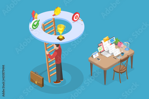 3D Isometric Flat Vector Conceptual Illustration of Opportunity, Obstacles Overcoming