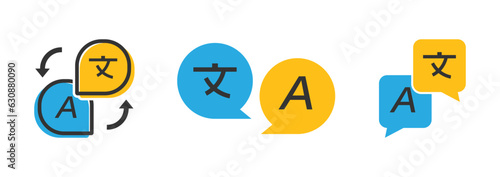 Translation Vector Icons. Foreign Language Interpreting symbols.