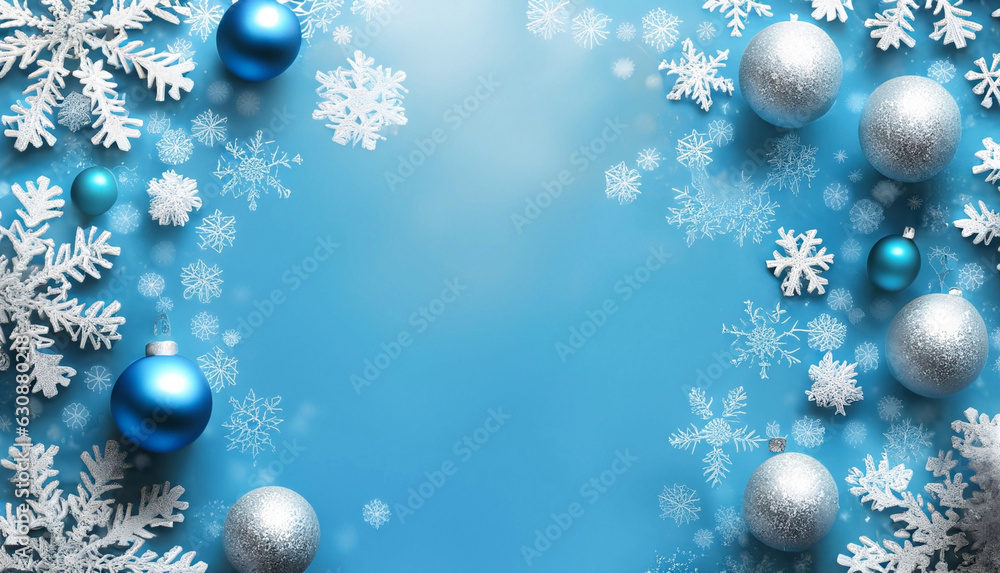 blue christmas background with snowflakes and christmas balls
blue christmas background with snowflakes and christmas balls