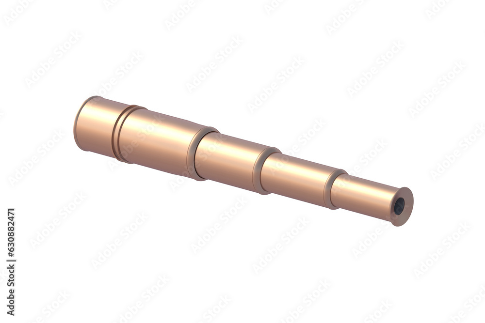 Metallic spyglass isolated on white background. 3d render Metallic spyglass isolated on white background. 3d render