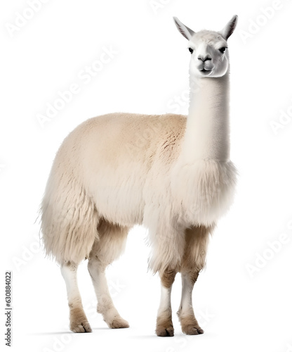 white Llama side view on isolated background, png © FP Creative Stock