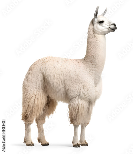 white Llama side profile view on isolated background photo