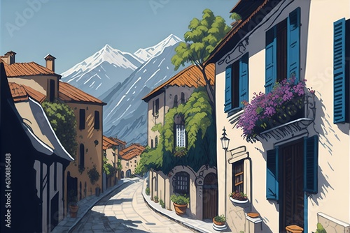Old montenegrian city. AI generated illustration