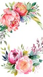 Ai generated. Watercolor flower elements from multicoloured peonies 
