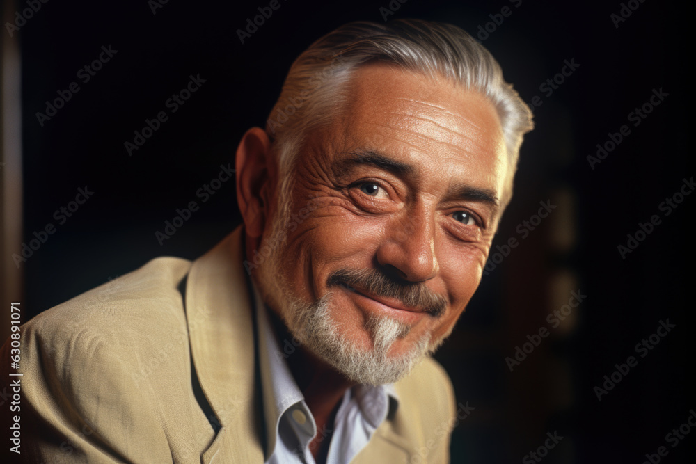 Fototapeta premium Portrait of a man smiling, white hair and beard