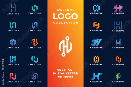 Initial letter H logo design for technology.