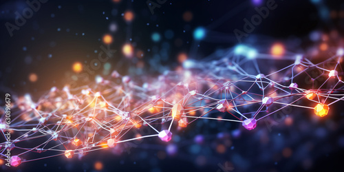 Network connection structure. Futuristic colorful background with connecting dots and lines created with AI  © Marc Kunze
