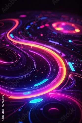 Abstract background with vigorous neon lights of different colors