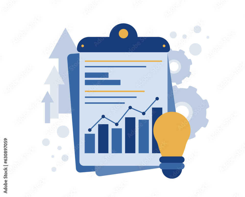 Graphic illustration of a blue scraper with graph paper on a white background with abstract shapes. Illustration of data analysis and business growth. Graphic illustration of a blue scraper with graph paper on a white background with abstract shapes. Illustration of data analysis and business growth.