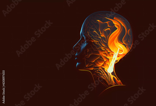 Ideas in my head. Abstract head profile with ideas. Banner. Wallpaper. AI generated