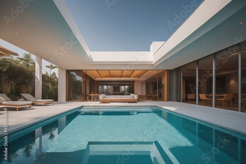 Swimming pool in a modern villa, ai generative