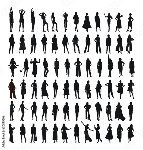Image of female silhouettes. Woman, female, maiden, lass, lady, girl