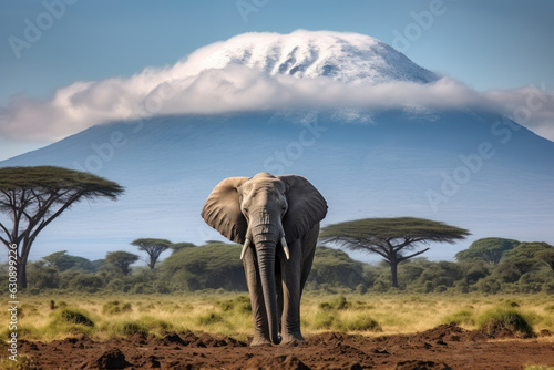 African elephant on savannah with Mount Kilimanjaro in the background © STORYTELLER