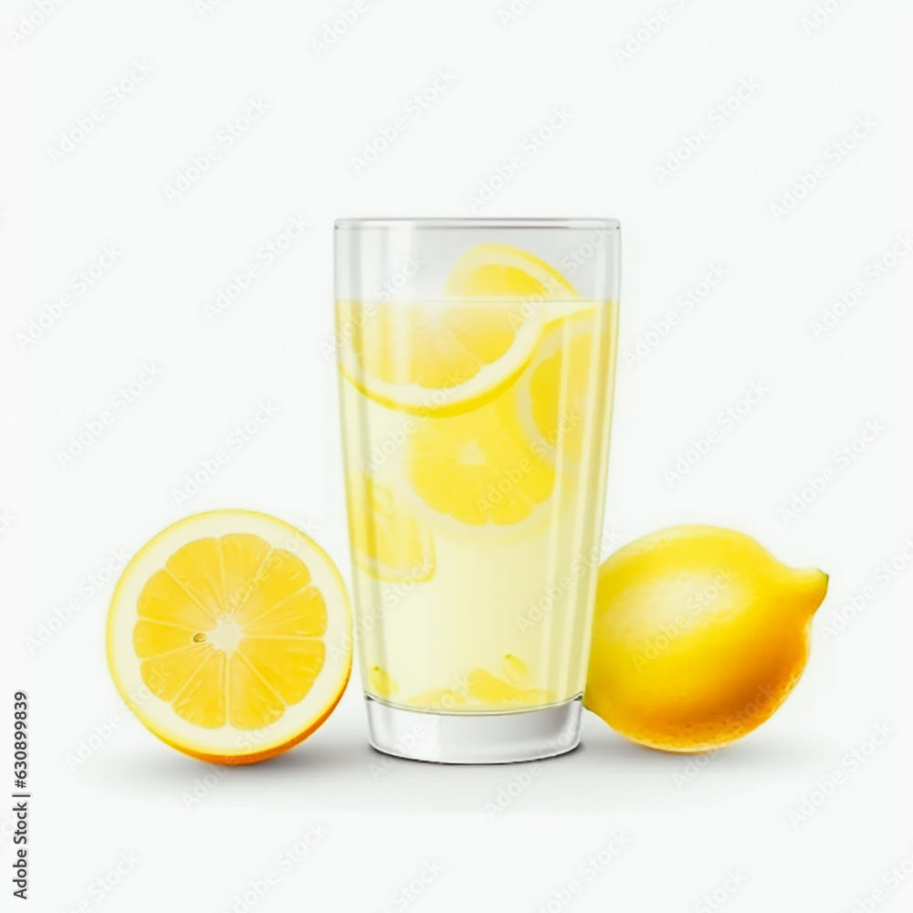 Glass of lemon juice isolated on a white background Glass of lemon juice isolated on a white background