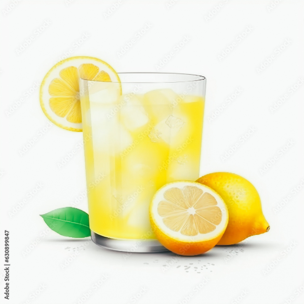 Glass of lemon juice isolated on a white background Glass of lemon juice isolated on a white background