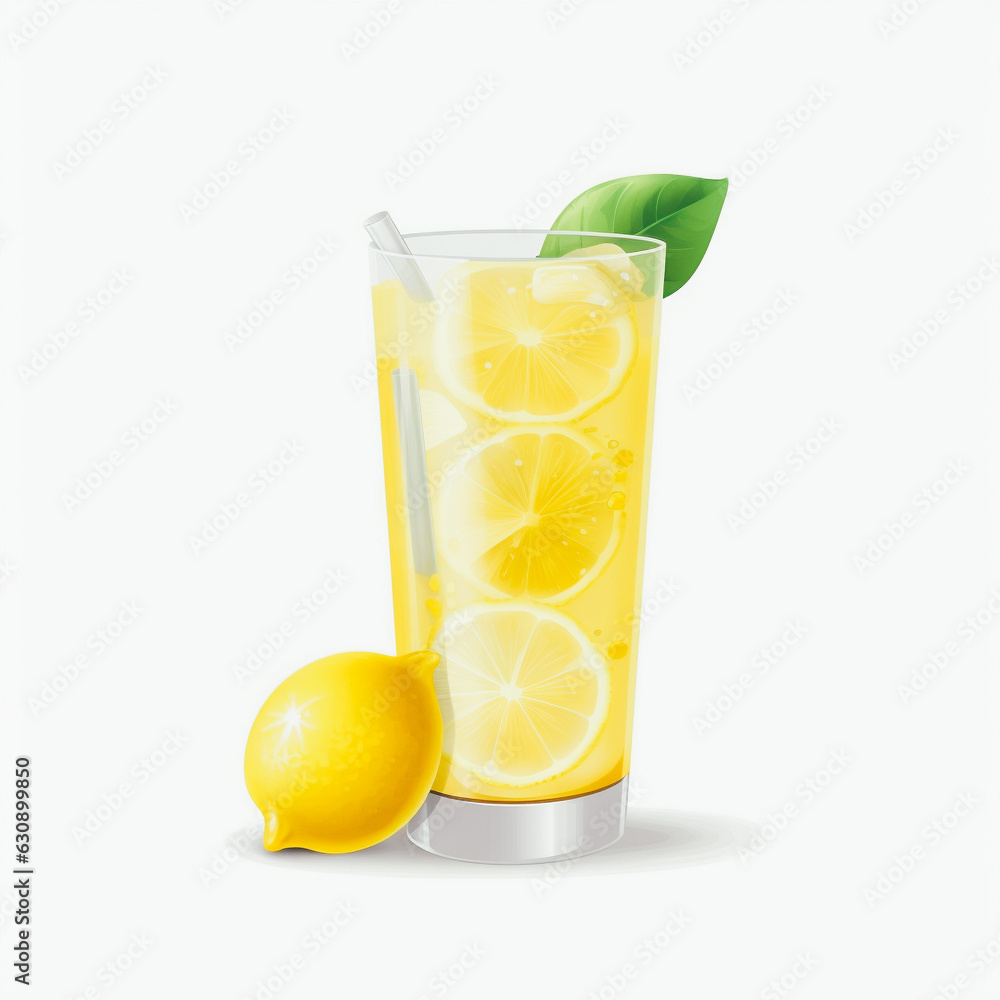 Glass of lemon juice isolated on a white background Glass of lemon juice isolated on a white background