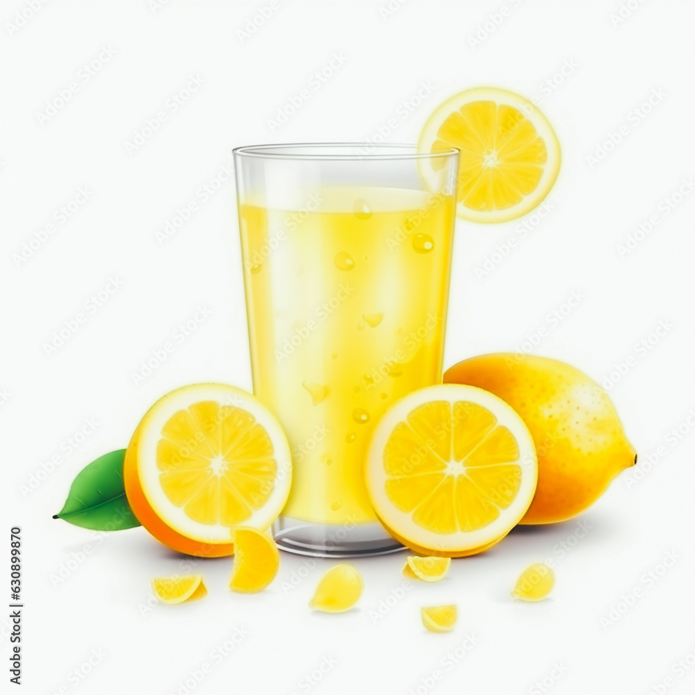 Glass of lemon juice isolated on a white background Glass of lemon juice isolated on a white background
