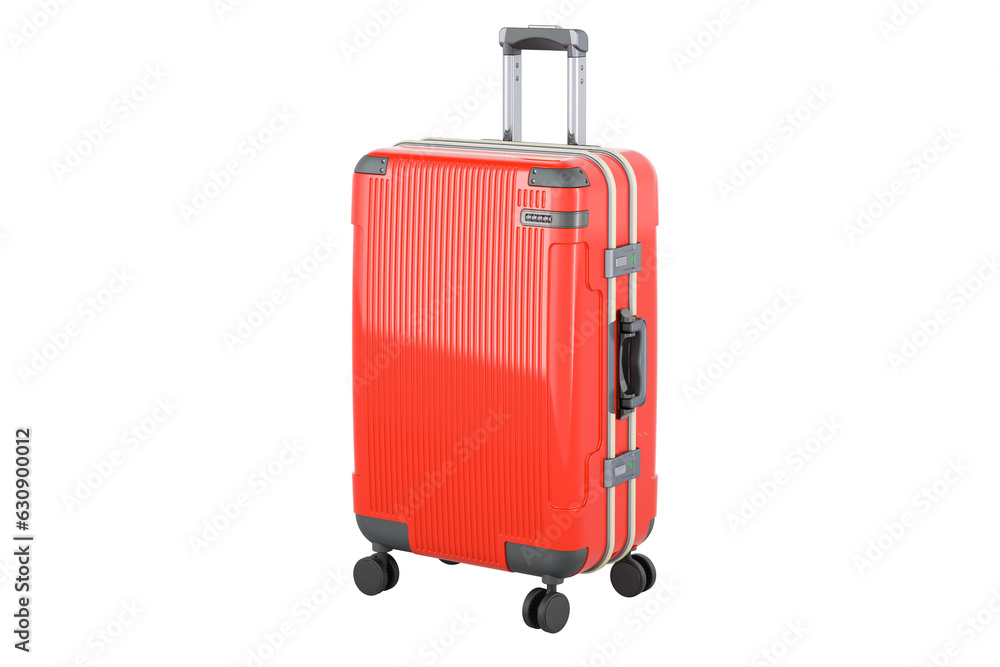 Red suitcase, 3D rendering isolated on transparent background Red suitcase, 3D rendering isolated on transparent background