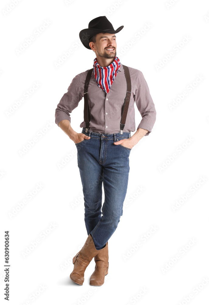 Handsome cowboy on white background Handsome cowboy on white background