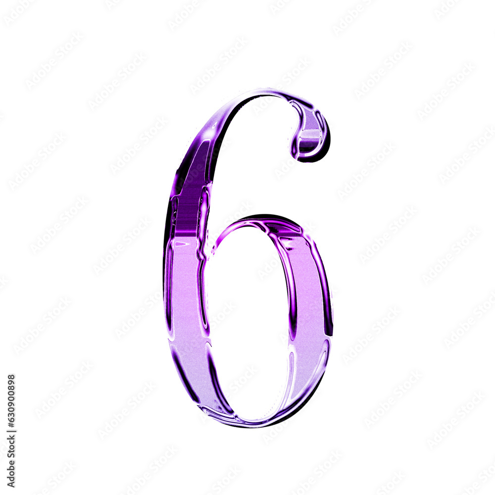 Six purple metallic luxury chrome alphabet number font Six purple metallic luxury chrome alphabet number font