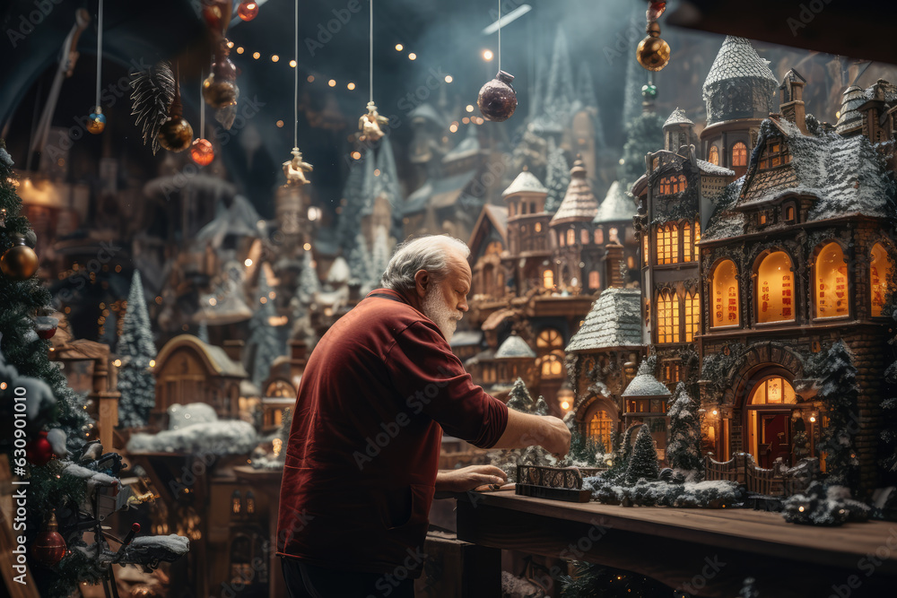 Santa Claus in his office in the toy factory room. Santa Claus in his office in the toy factory room.
