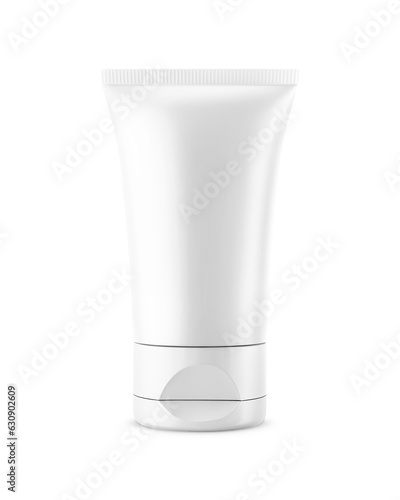 Blank matte plastic tube mockup for cosmetics isolated with white background