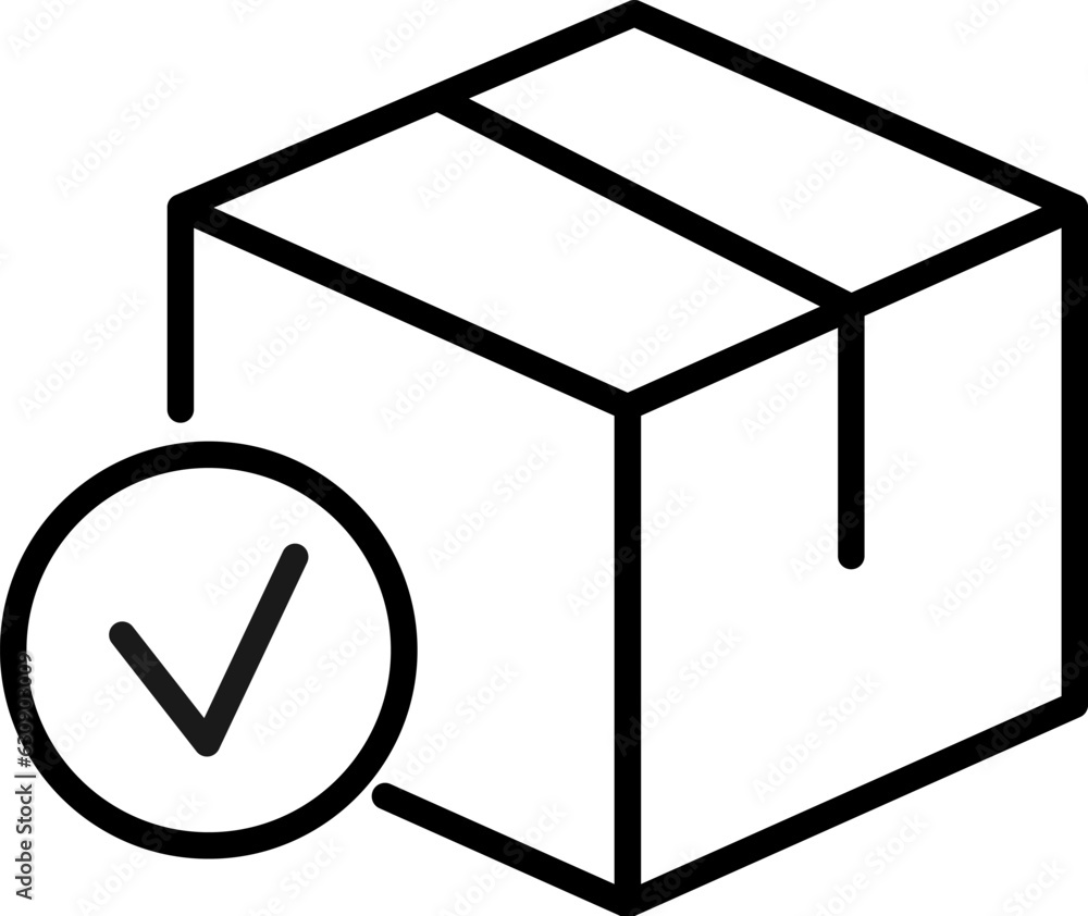 Checkmark by Box Vector Line Sign. Perfect for web sites, books, stores, shops. Editable stroke in minimalistic outline style Checkmark by Box Vector Line Sign. Perfect for web sites, books, stores, shops. Editable stroke in minimalistic outline style