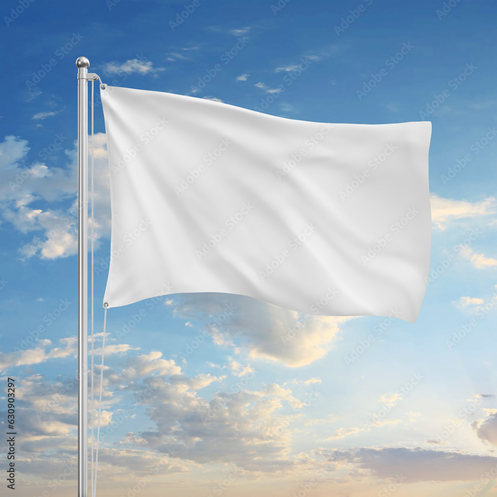 white blank flag isolated on a sky background white blank flag isolated on a sky background