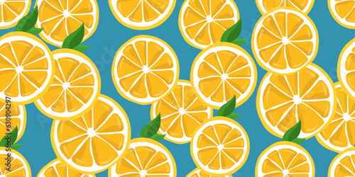 Beautiful and juicy orange slices. Realistic seamless pattern. For textiles, pillows, clothes, background, packaging, notepads. Seamless and stylish.