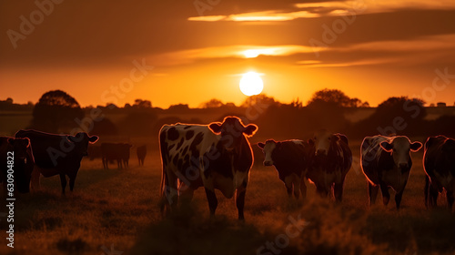 cows in sunset