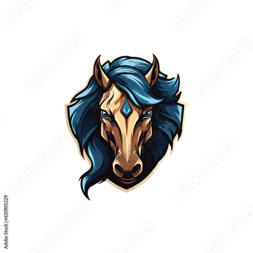 Horse head mascot vector illustration, E sports vector mascot logo, Mustang, horse, mare or Stallion head, mascot logo isolated on background, gaming logo or T-shirt print
