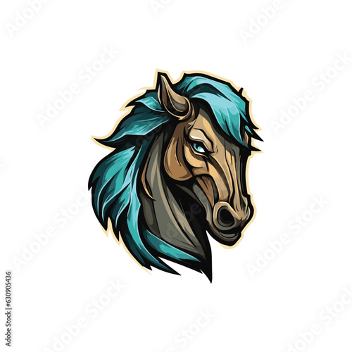 Horse head mascot vector illustration, E sports vector mascot logo, Mustang, horse, mare or Stallion head, mascot logo isolated on background, gaming logo or T-shirt print