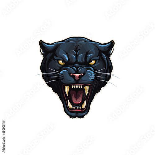 Panther Mascot Vector illustration with white background, Modern Sports Logo of Agressive Panther roaring, Panther Emblem design for Esports team, T-shirt Print design vector
